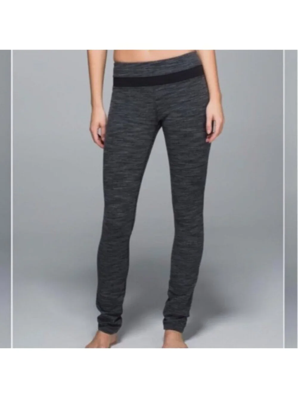 Lululemon Skinny Groove Pant Diamond Jacquard Space Dye Black Deep Coal / Black